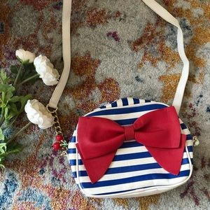 Betsey Johnson Striped Crossbody Bag with Bow